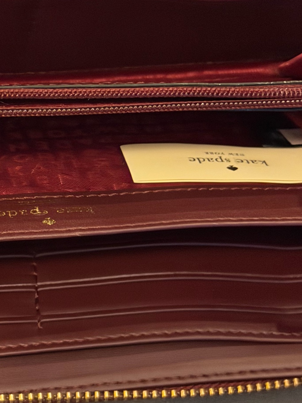kate spade patent zip-around wallet in burgundy - Picture 10 of 10